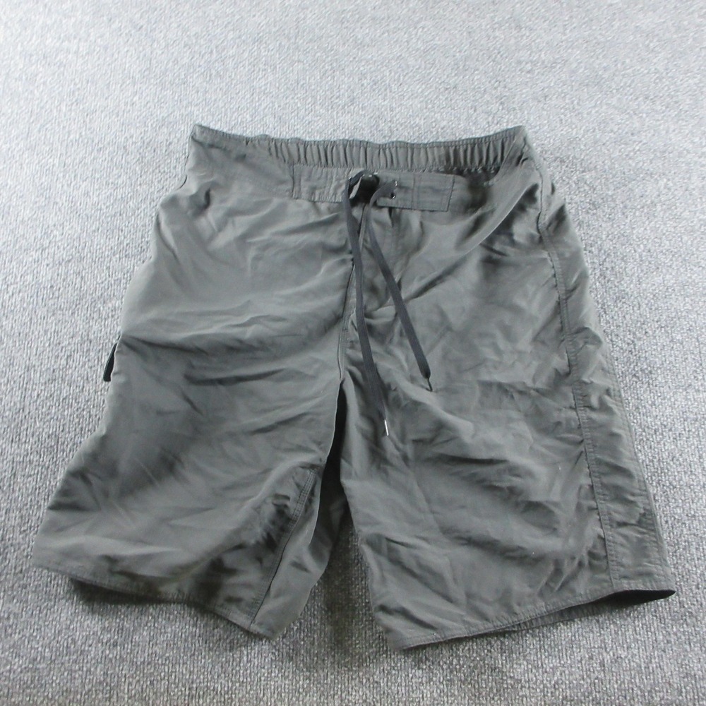 Eddie Bauer Swim Shorts Mens M Gray Nylon 10 Inseam Lined Quick Dry Pockets